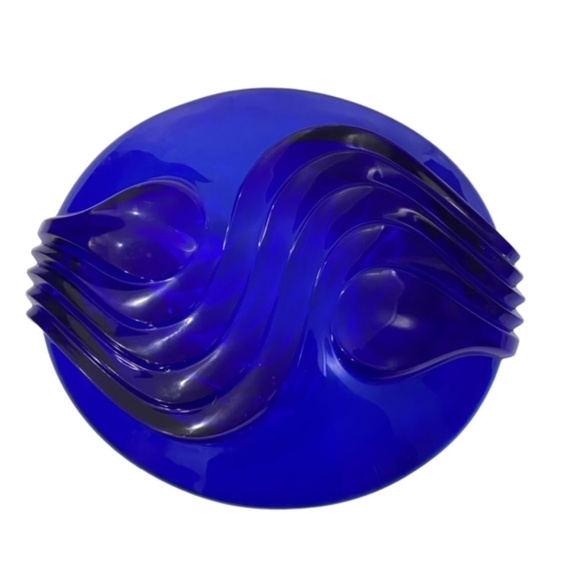 1970's Vintage Cobalt Blue Glass Centrepiece Bowl by Luminarc - Made in France - Picture 1 of 7
